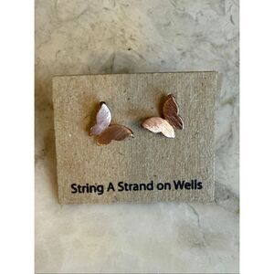 Rose Gold Butterfly Stud Earrings
